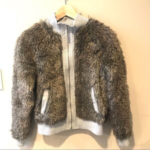 Vertigo Paris faux fur bomber jacket.  Size small
